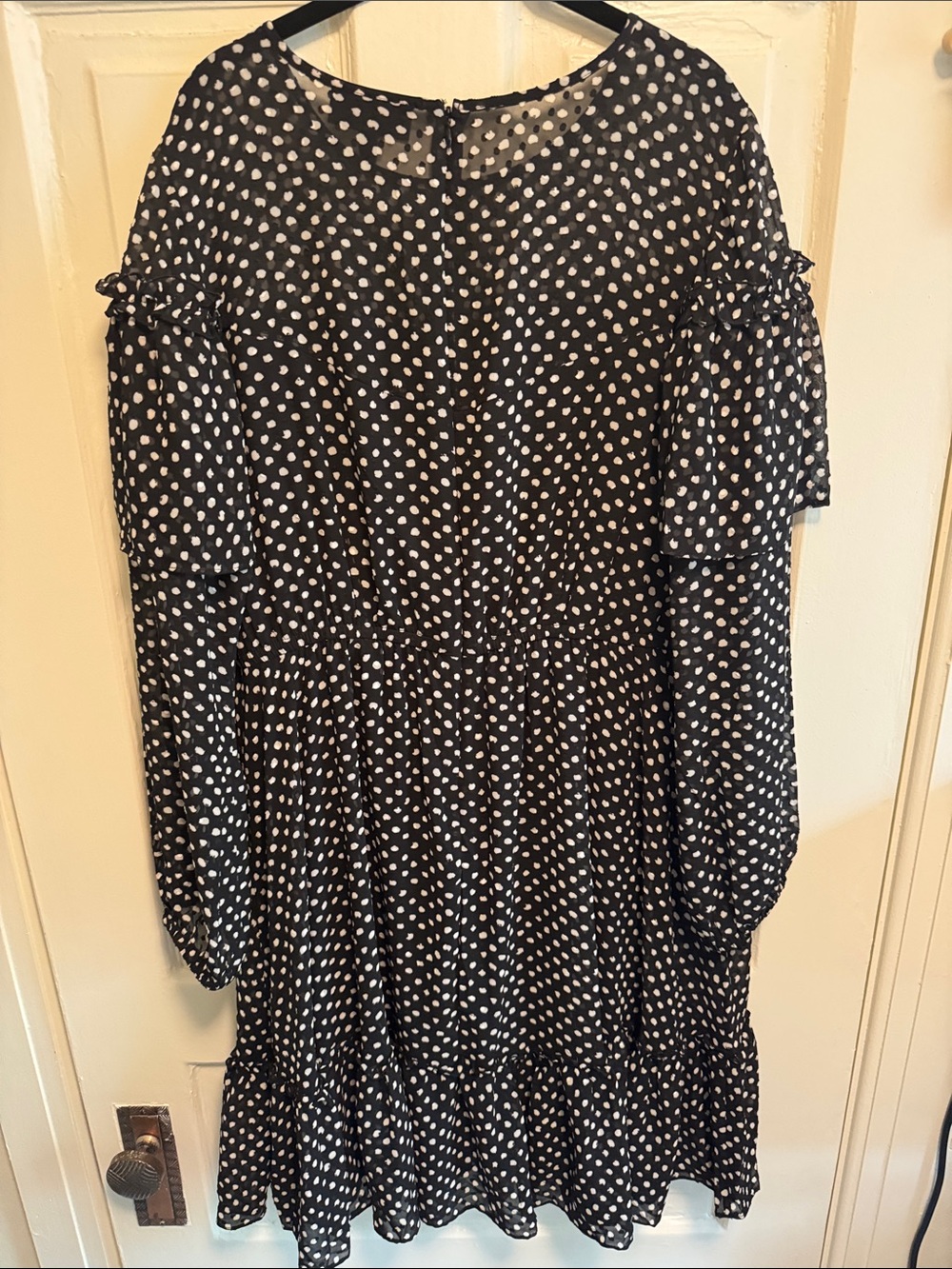 Lane Bryant Black Polka Dot Casual Dress